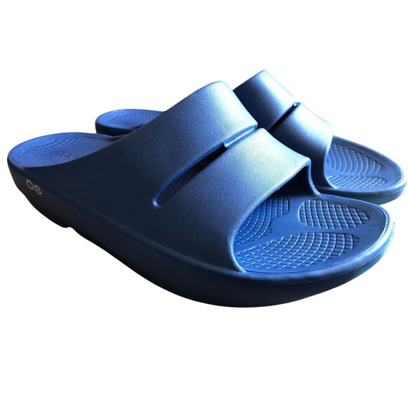 Oofos Ooahh Recovery Sandal Size M7 W9 Unisex Slide Navy Blue Light Comfy Shoe - Picture 4 of 12